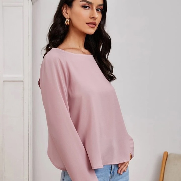 Dusty Pink Surplice Back Blouse - Picture 3 of 6